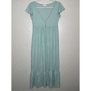 See You Monday Soft Blue Green Maxi Dress- Size Medium